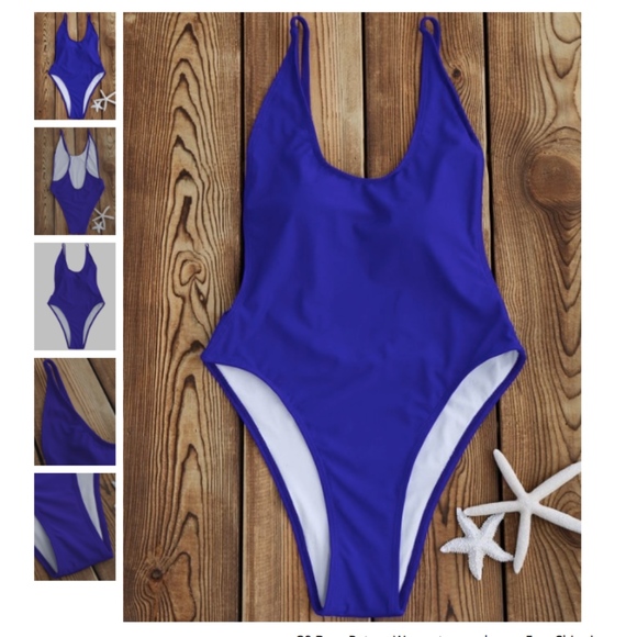 Blue Open Back One Piece - Picture 2 of 2